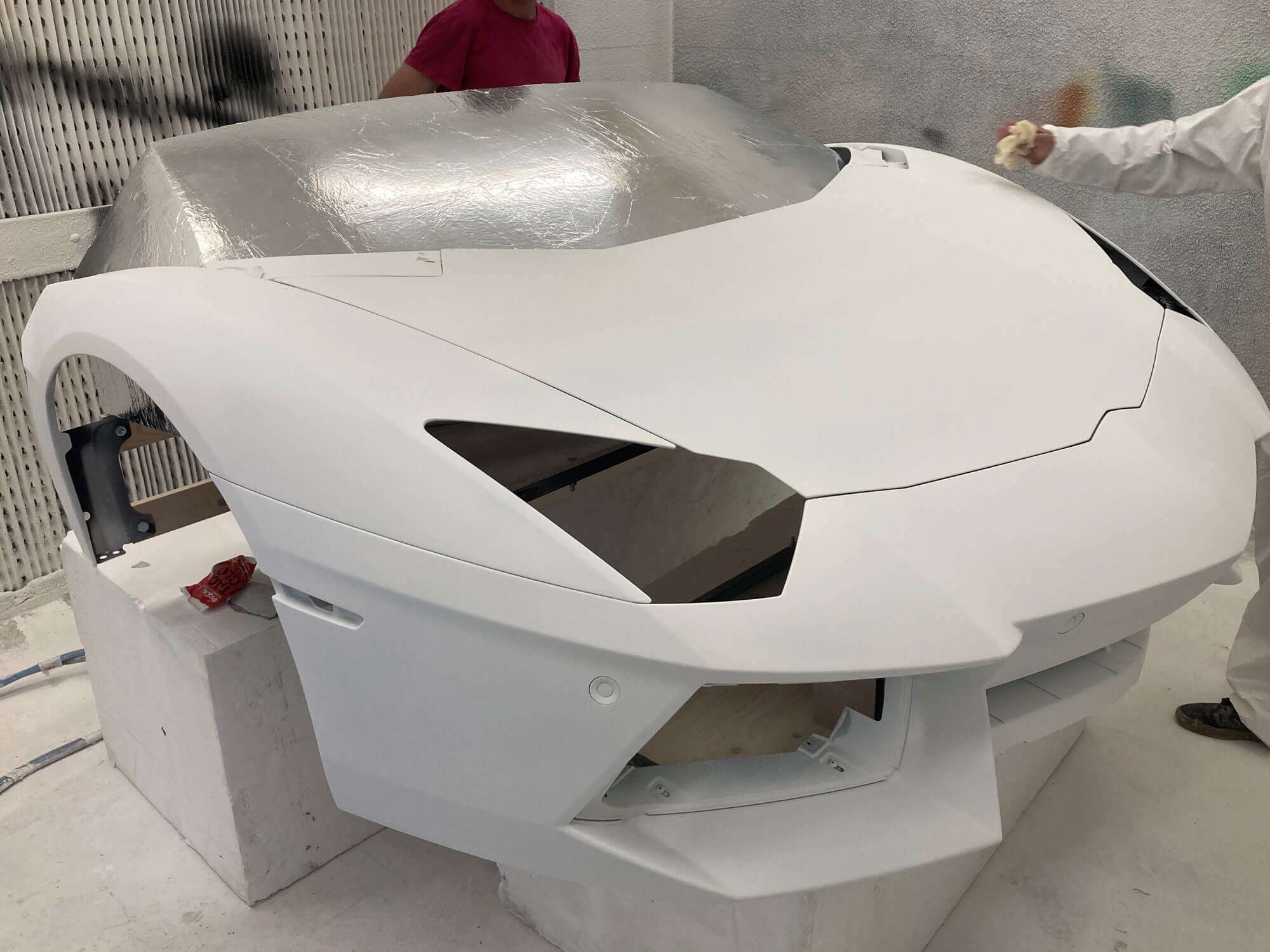 lamborghini sports car prop with tin foil windscreen.