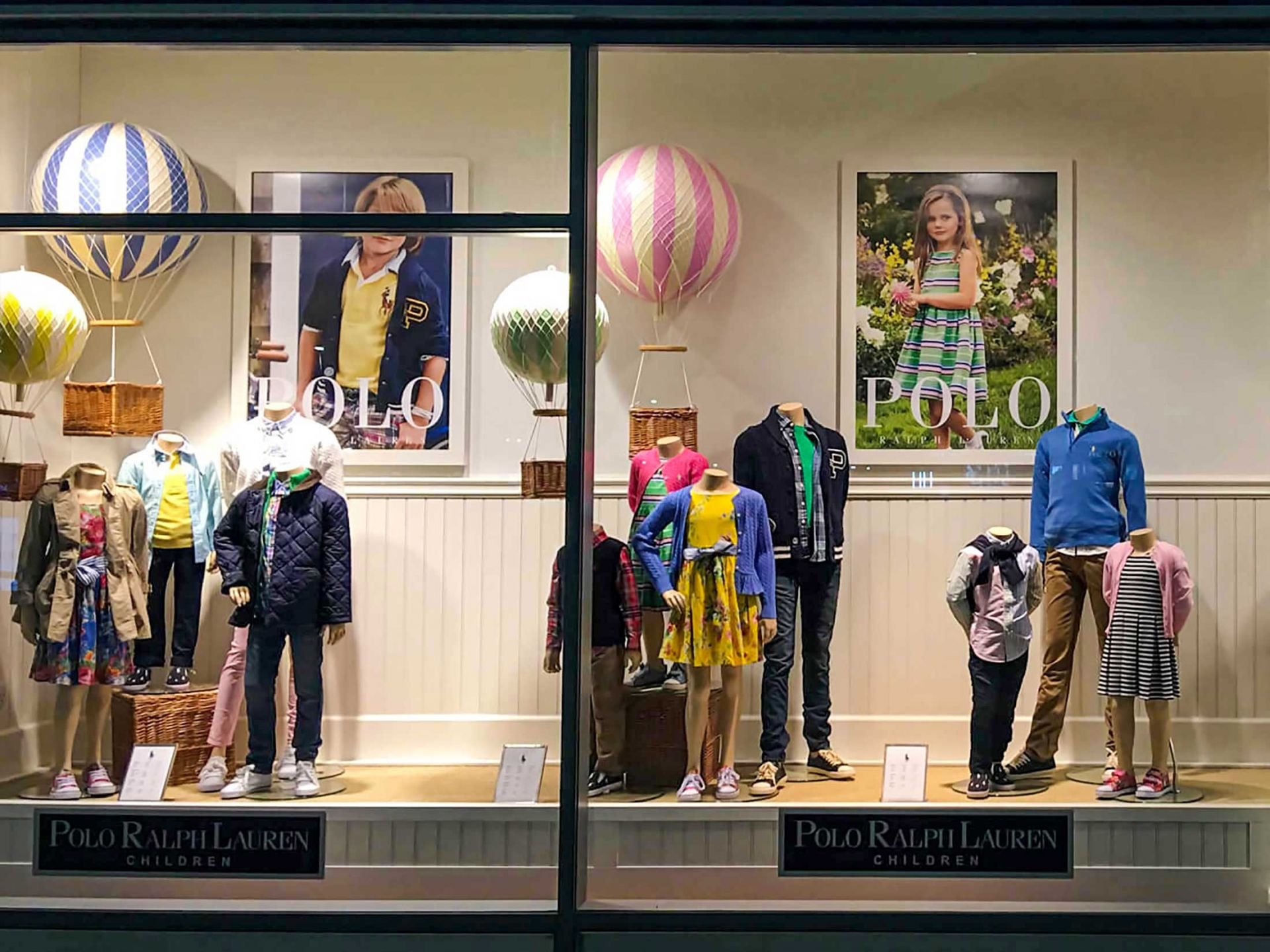Ralph Lauren window display with balloon props