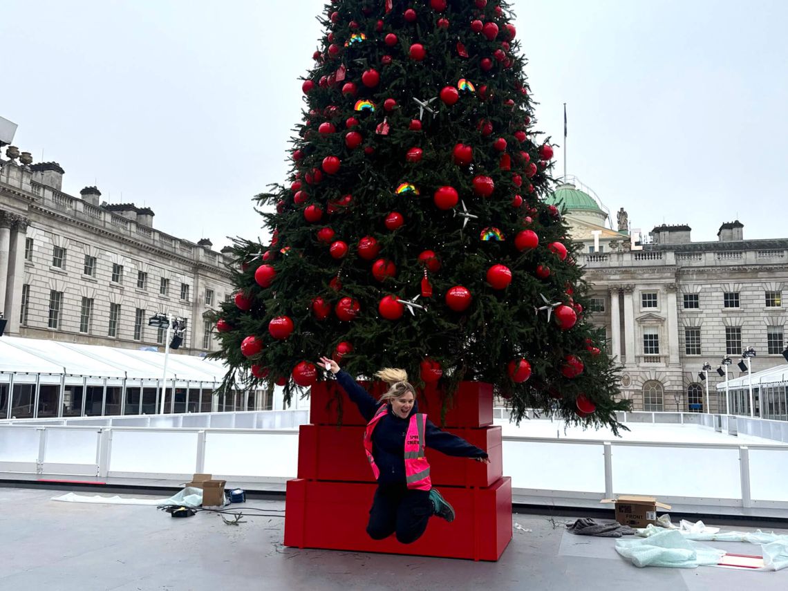 On site at Somerset house installing the suitcases.