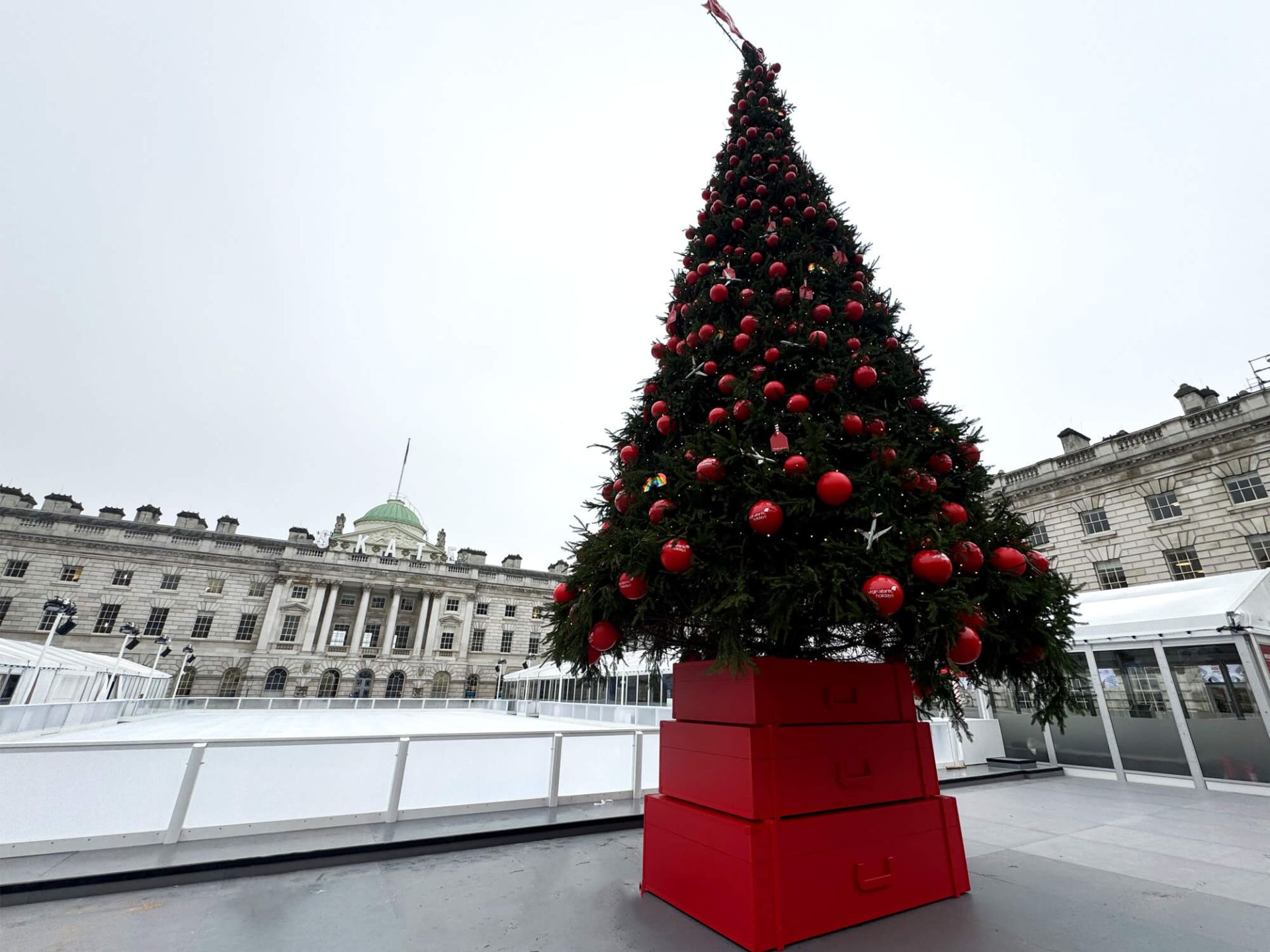 Somerset house Christmas tree install finished.